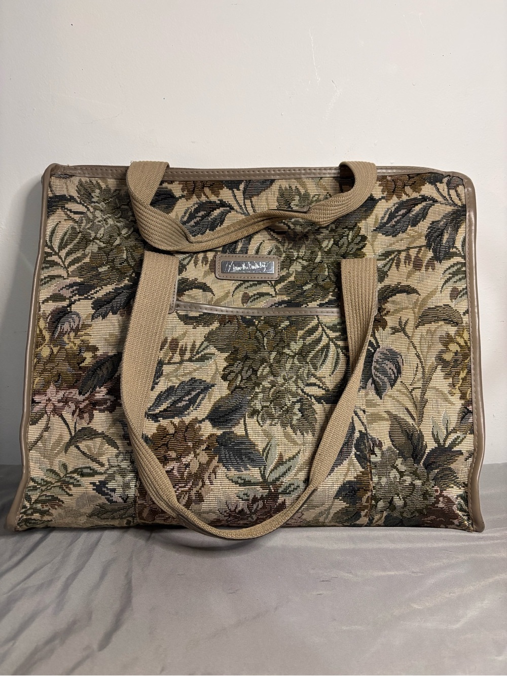 Diane Von Furstenberg DVF Floral Tapestry Tote Travel Bag - Beige/Green